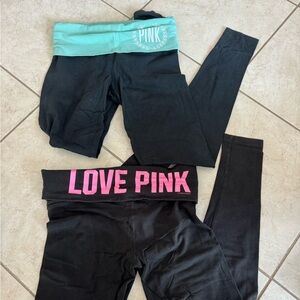 Bundle of two Victoria’s Secret PINK fold over black leggings